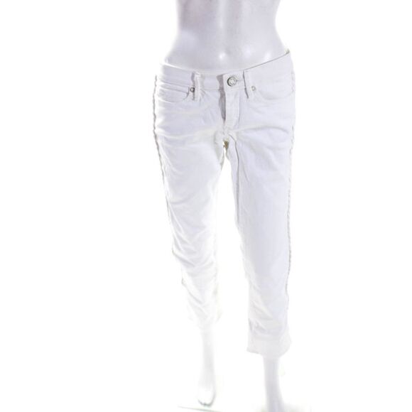 Lilly Pulitzer Denim - Lilly Pulitzer Womens Braided Mid Rise Slim Leg Capri Jeans White Size 4